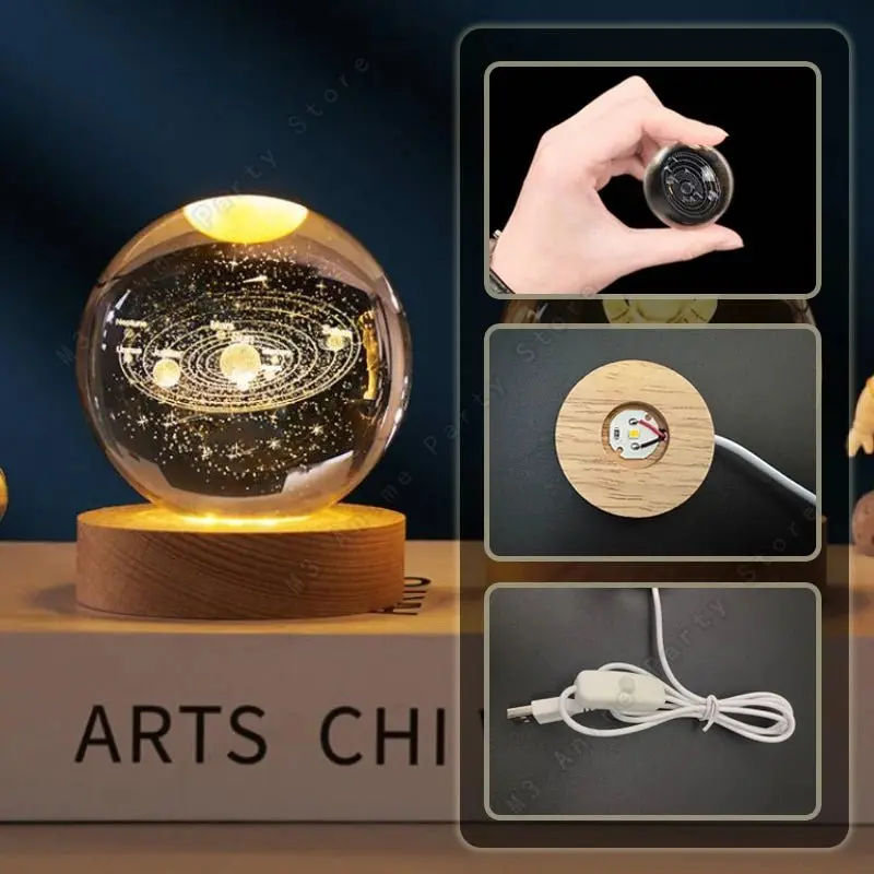 Veilleuse boule de cristal 3D Led