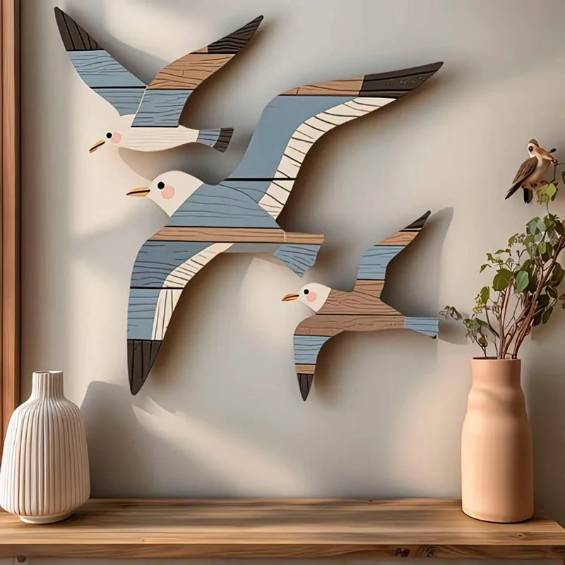 Lot de 3 décorations en bois murale