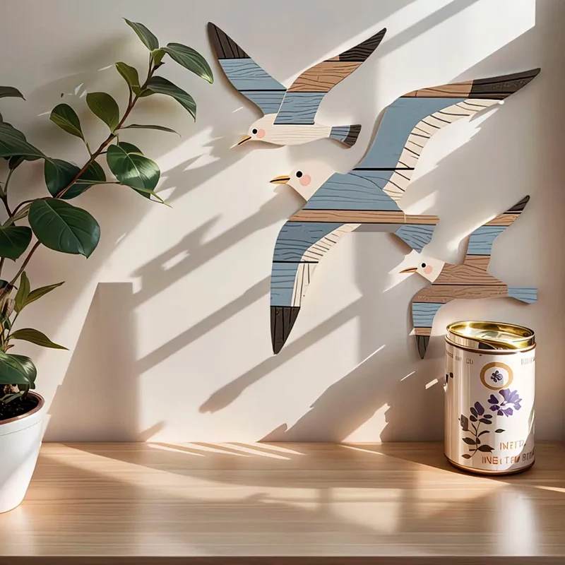 Lot de 3 décorations en bois murale