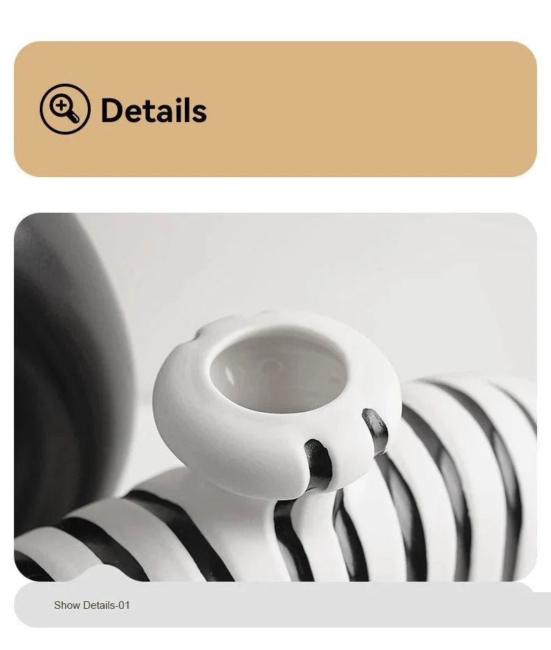 Vase en céramique à rayures zébrées