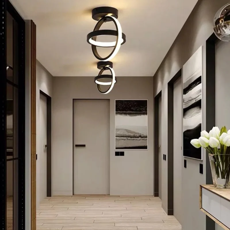 Plafond moderne à LEDs lumière 2 anneaux