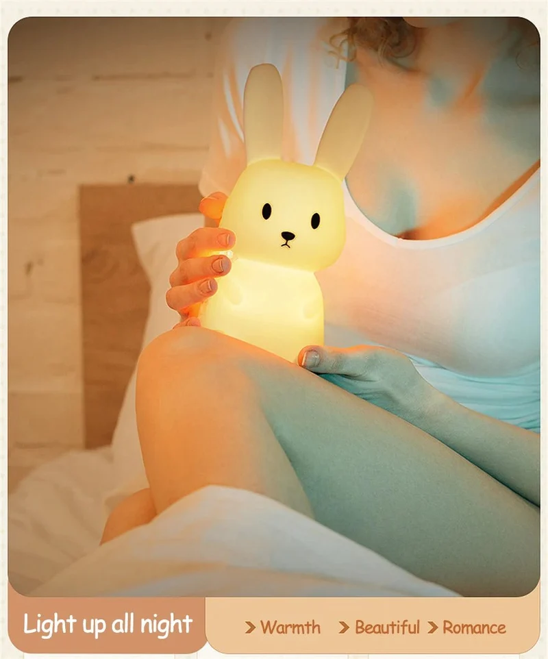 Veilleuse LED lapin mignon,en silicone