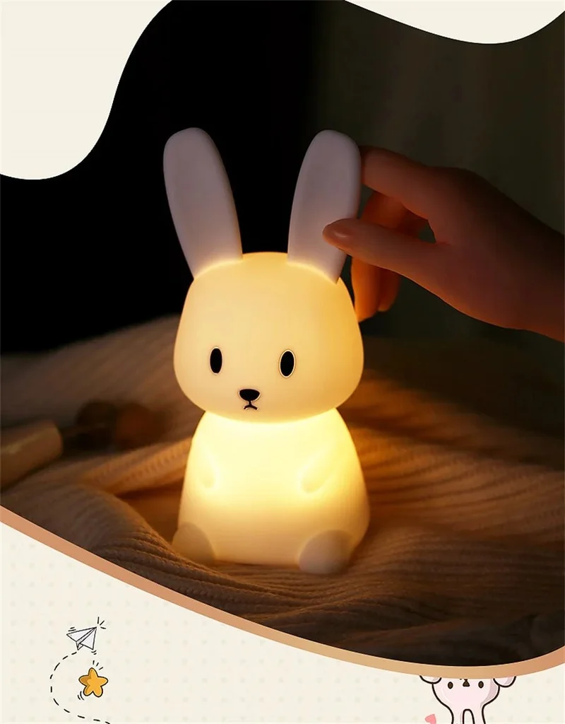 Veilleuse LED lapin mignon,en silicone
