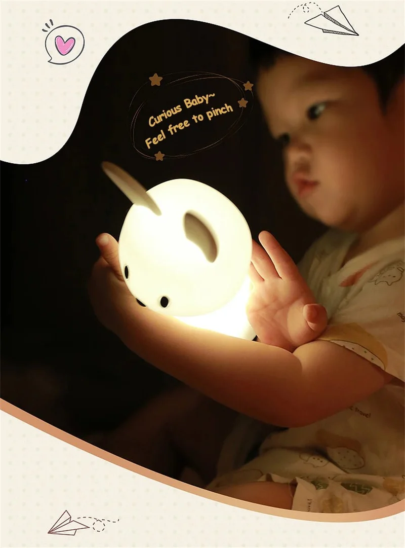 Veilleuse LED lapin mignon,en silicone