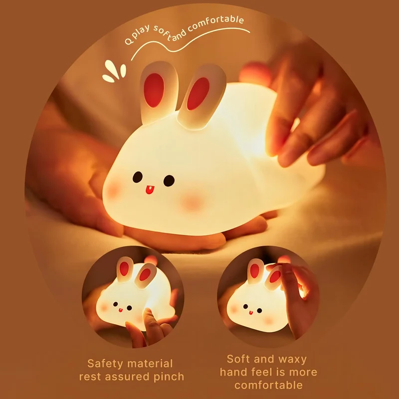 Veilleuse LED lapin mignon,en silicone