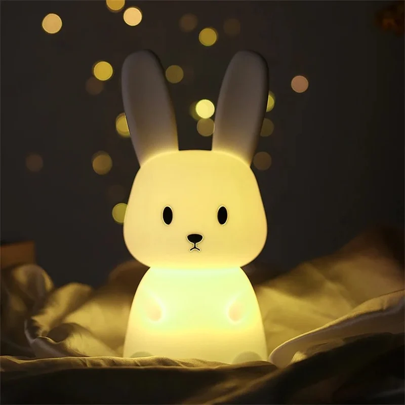 Veilleuse LED lapin mignon,en silicone