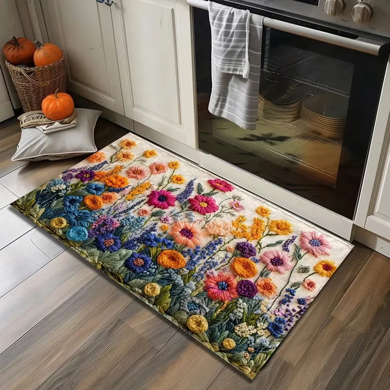 Paillasson fleurs colorées imperméable
