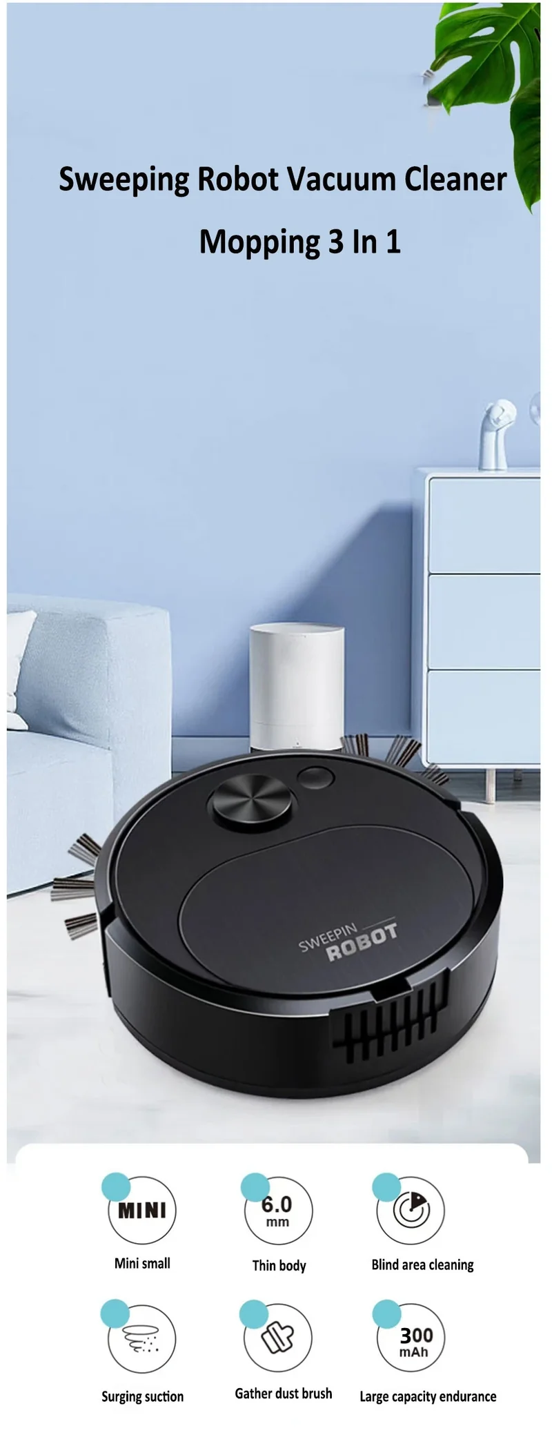 Robot aspirateur USB 3en1