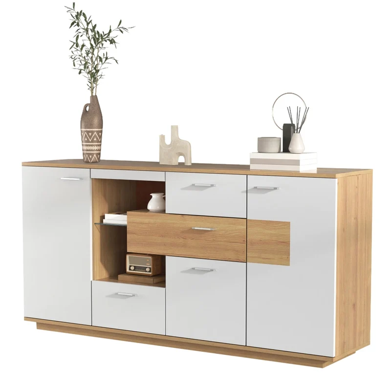 Buffet moderne LED 160x40x77cm 2 portes