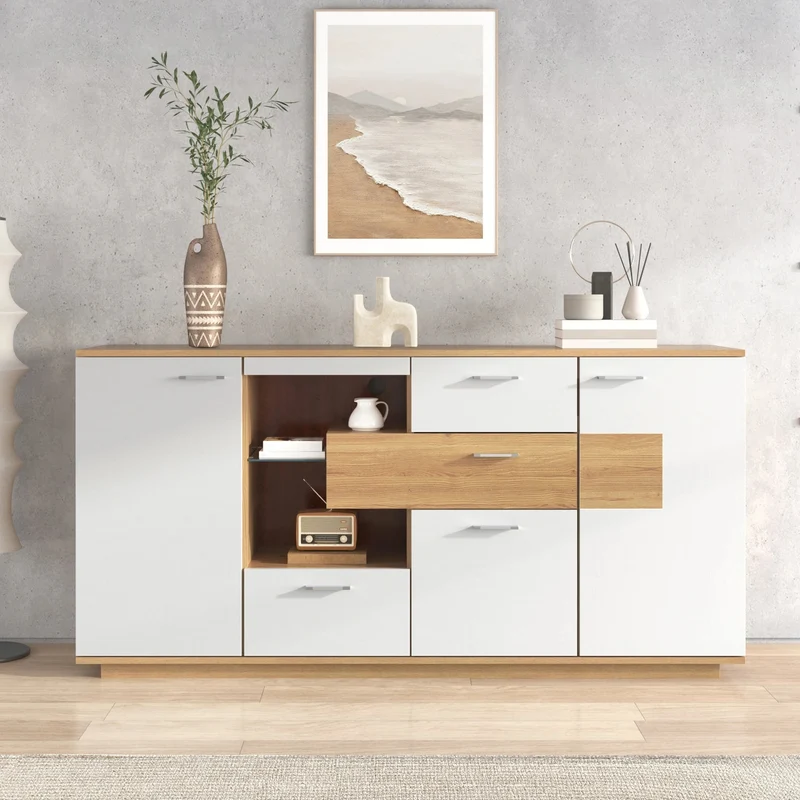 Buffet moderne LED 160x40x77cm 2 portes