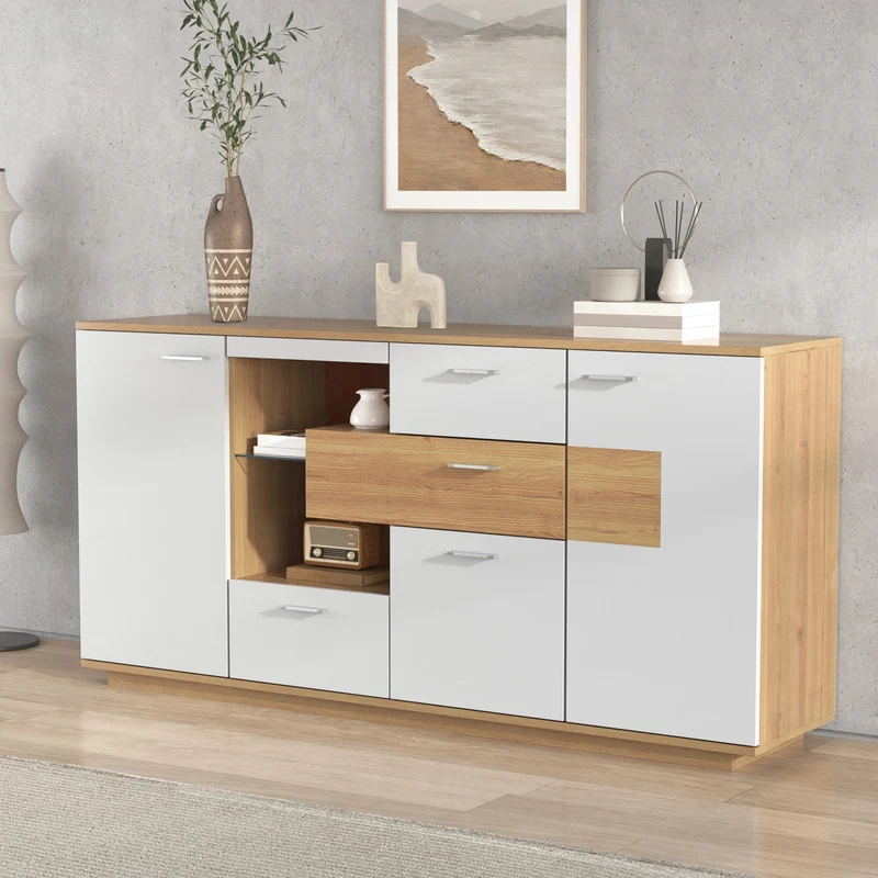 Buffet moderne LED 160x40x77cm 2 portes