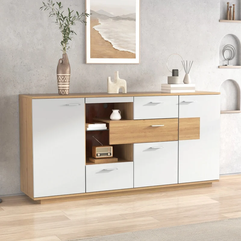 Buffet moderne LED 160x40x77cm 2 portes