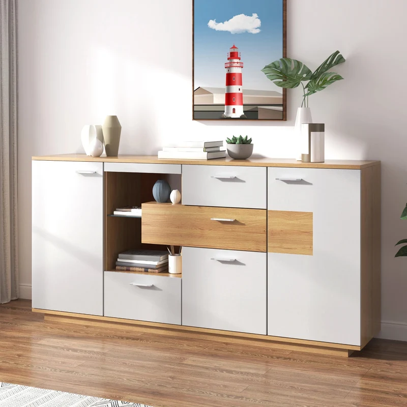Buffet moderne LED 160x40x77cm 2 portes