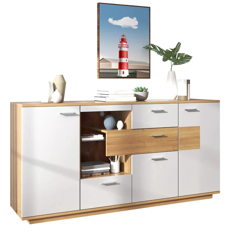 Buffet moderne LED 160x40x77cm 2 portes