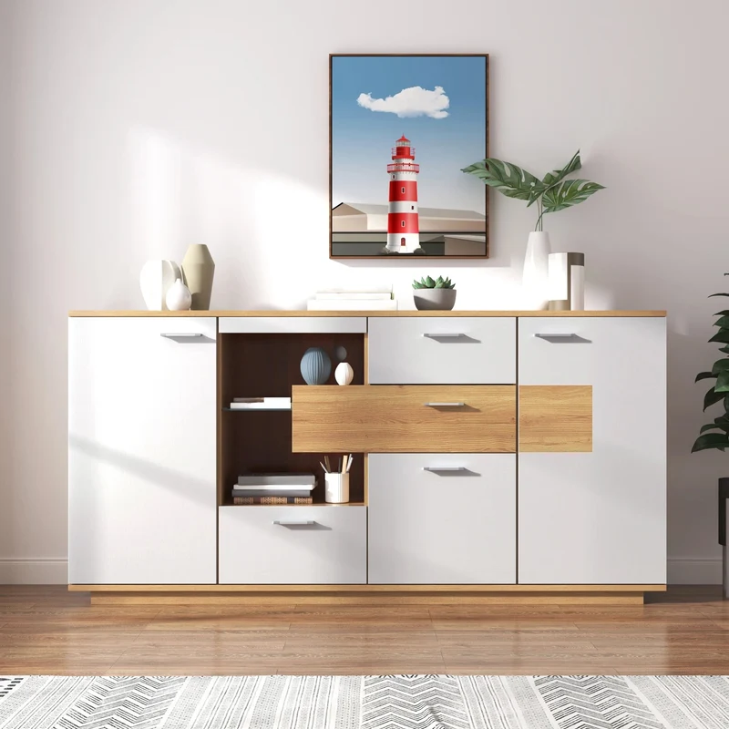 Buffet moderne LED 160x40x77cm 2 portes