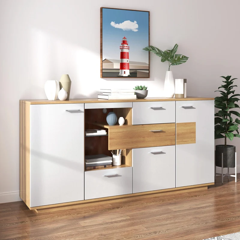 Buffet moderne LED 160x40x77cm 2 portes