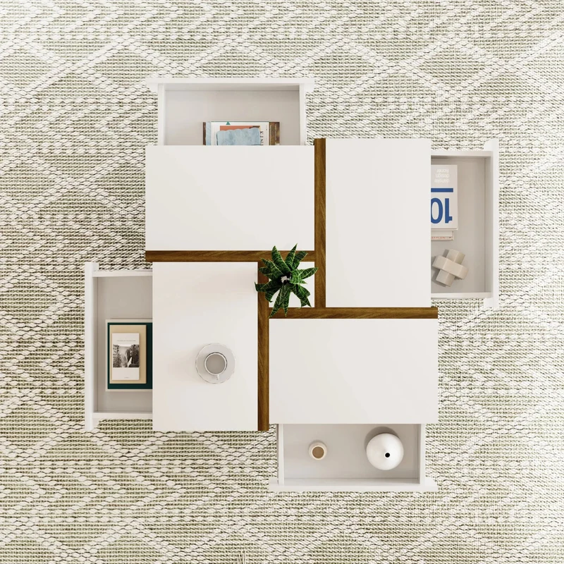 Table basse brillante avec 4 tiroirs