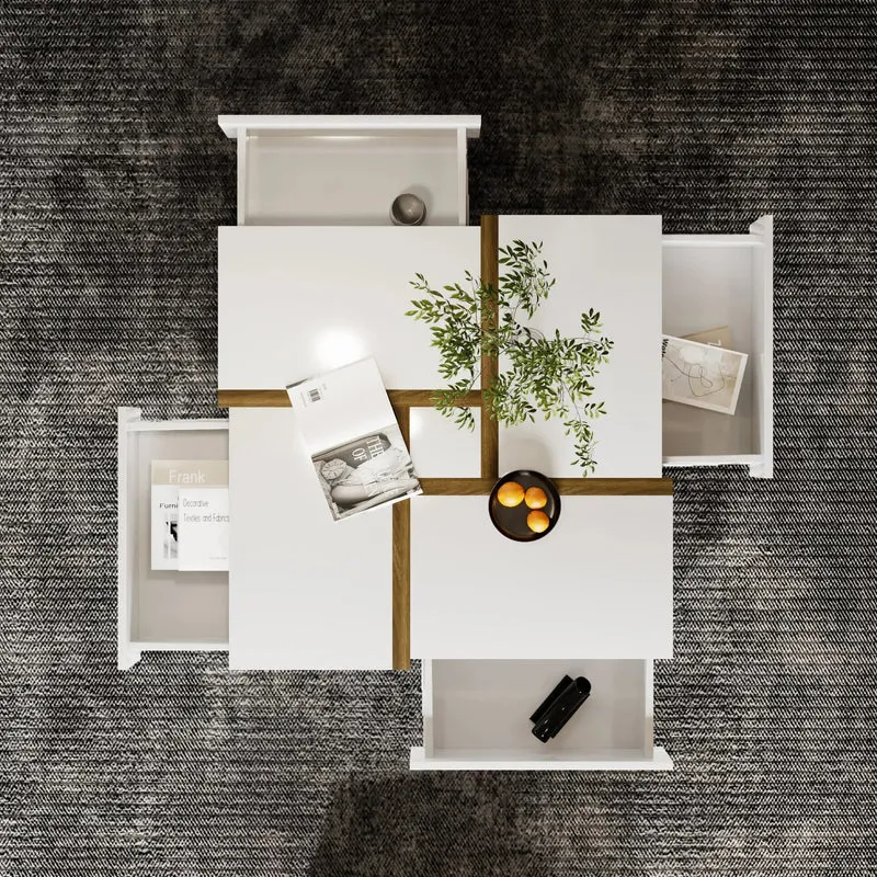 Table basse brillante avec 4 tiroirs