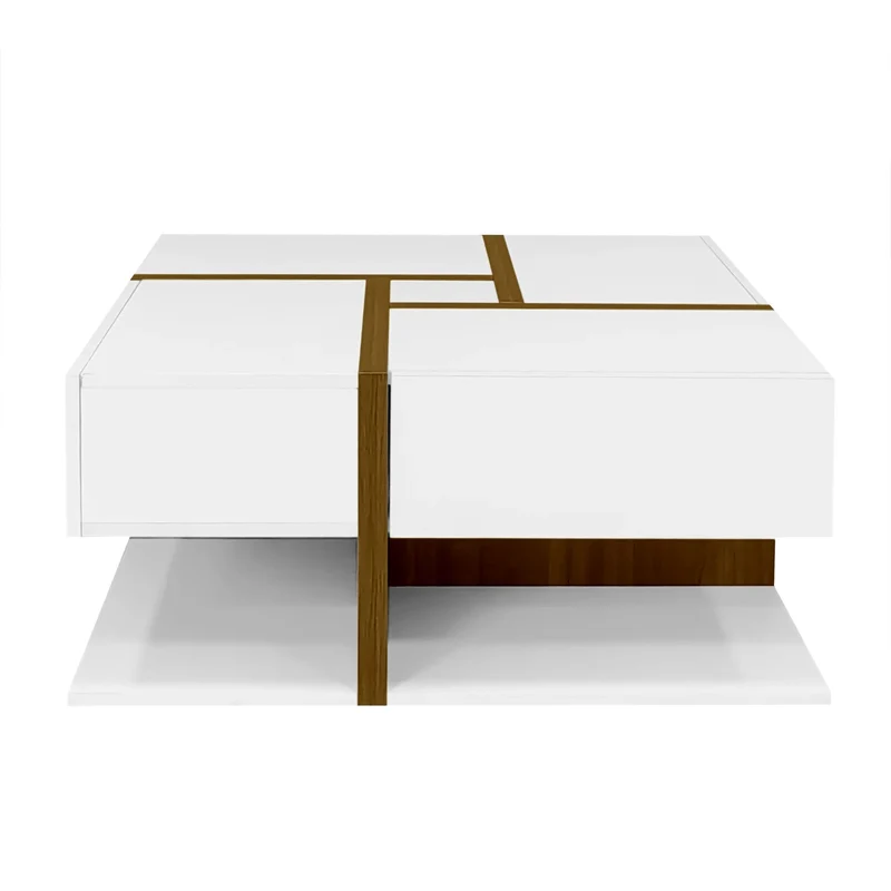 Table basse brillante avec 4 tiroirs
