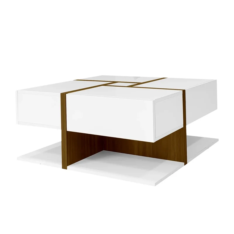 Table basse brillante avec 4 tiroirs