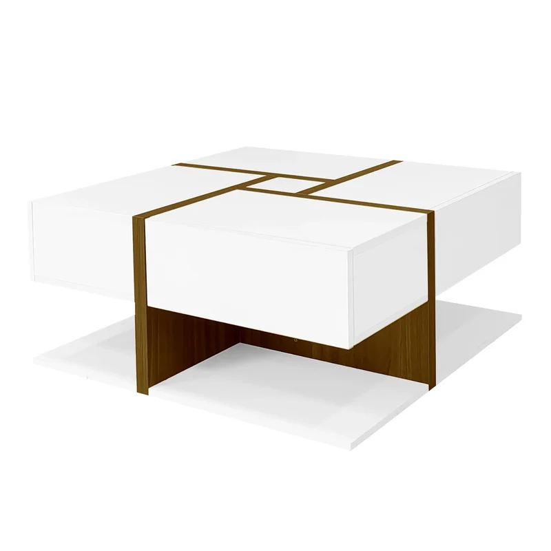 Table basse brillante avec 4 tiroirs