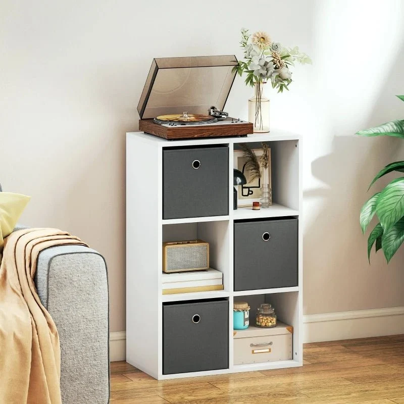 Etagère avec 6 compartiments et 3 tiroirs en tissu,