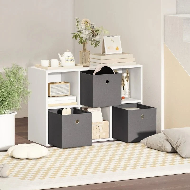 Etagère avec 6 compartiments et 3 tiroirs en tissu,