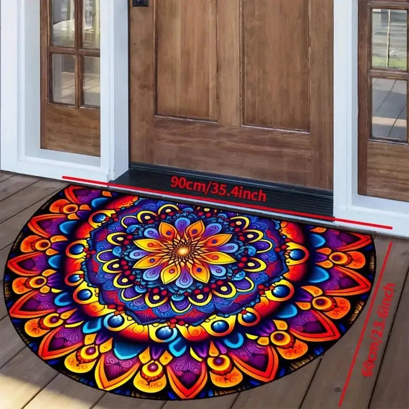 tapis de sol à fleurs, demi-cercle imprimé