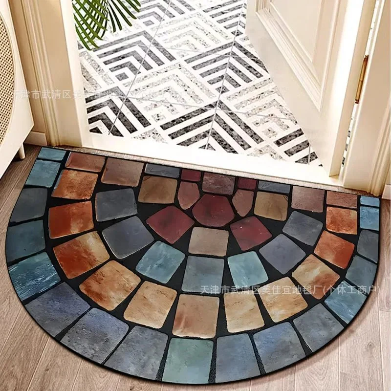 tapis de sol à fleurs, demi-cercle imprimé