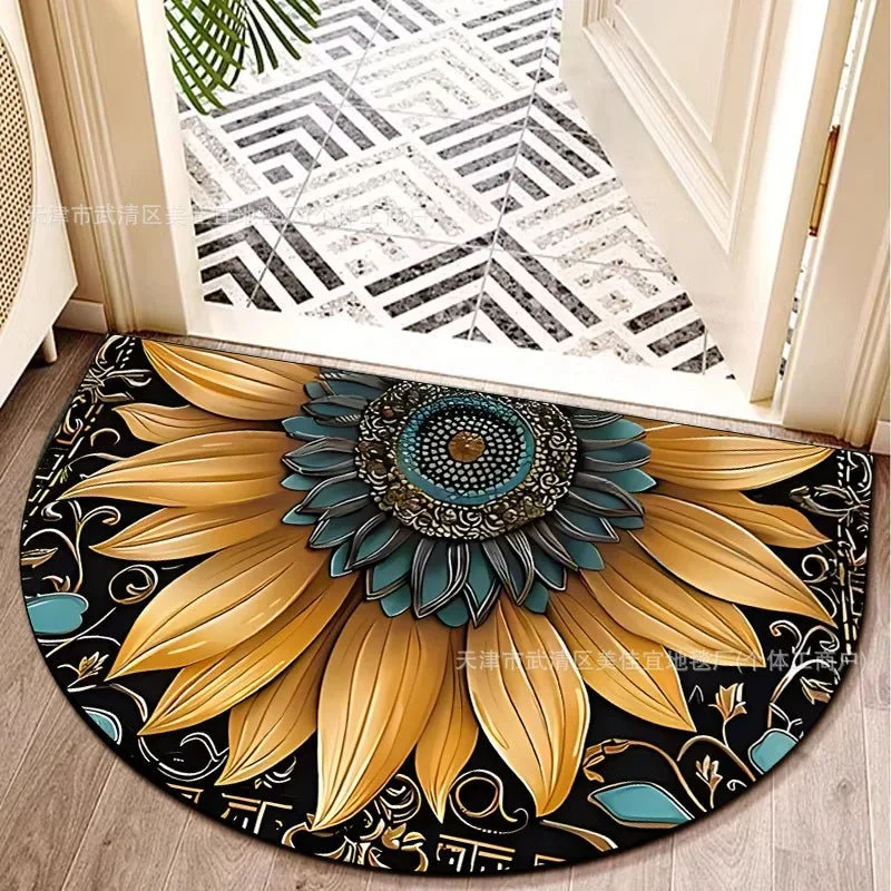 tapis de sol à fleurs, demi-cercle imprimé
