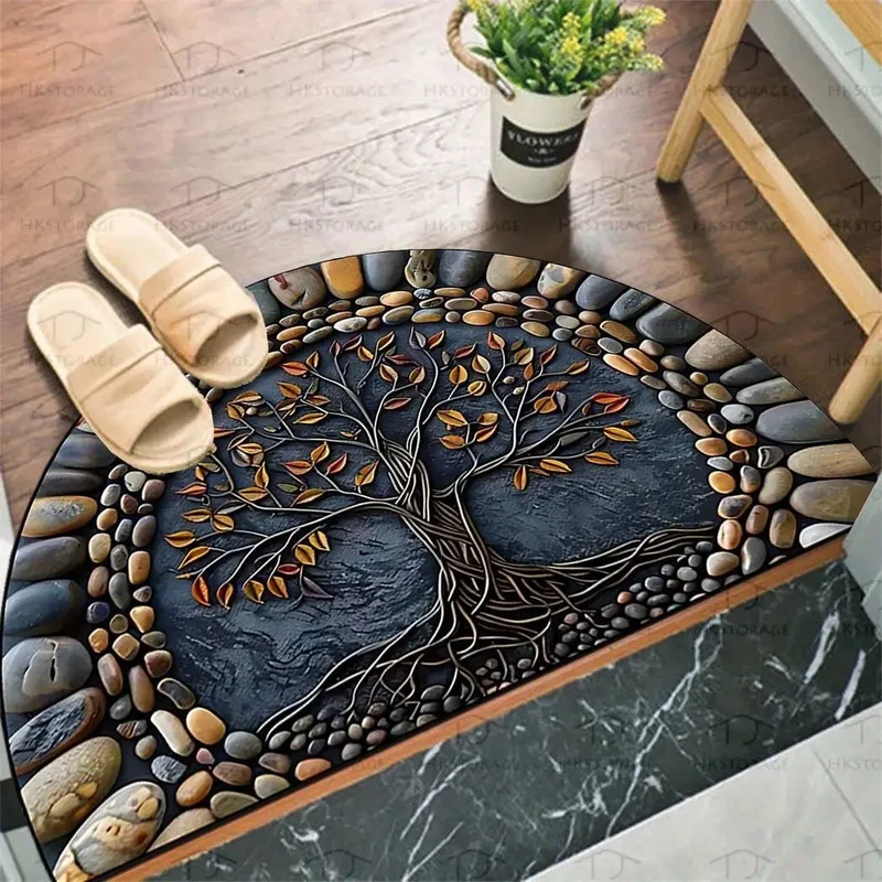 tapis de sol à fleurs, demi-cercle imprimé