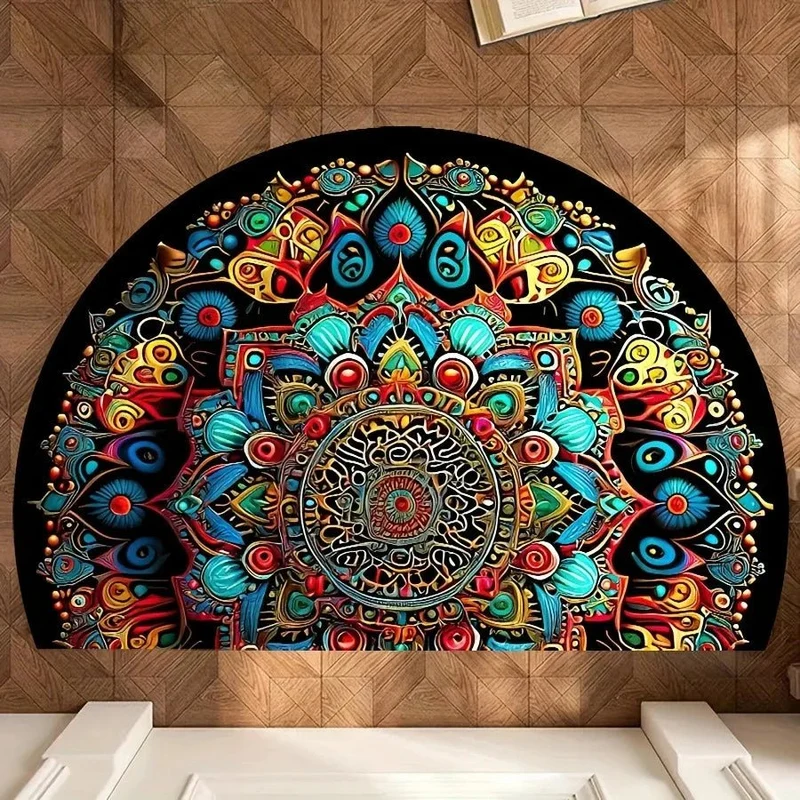 tapis de sol à fleurs, demi-cercle imprimé