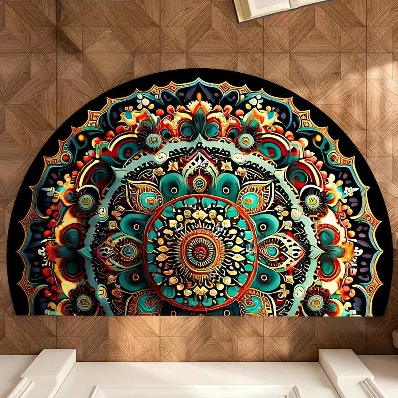 tapis de sol à fleurs, demi-cercle imprimé