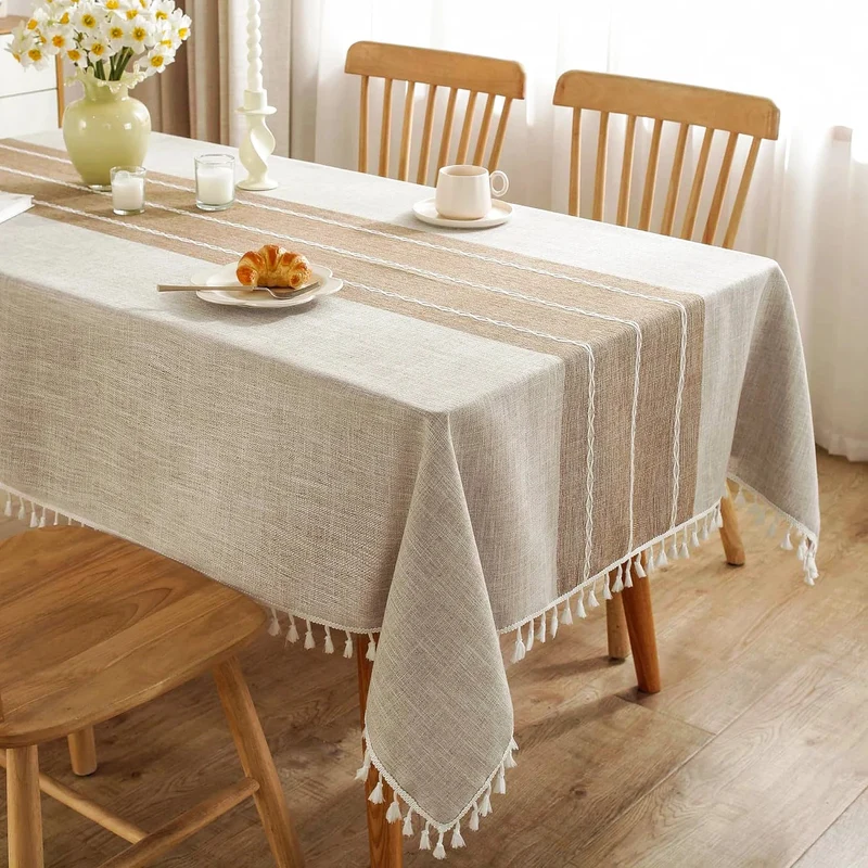 Nappe rectangulaire en lin et coton