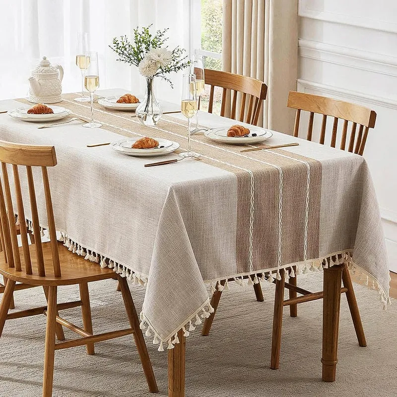 Nappe rectangulaire en lin et coton
