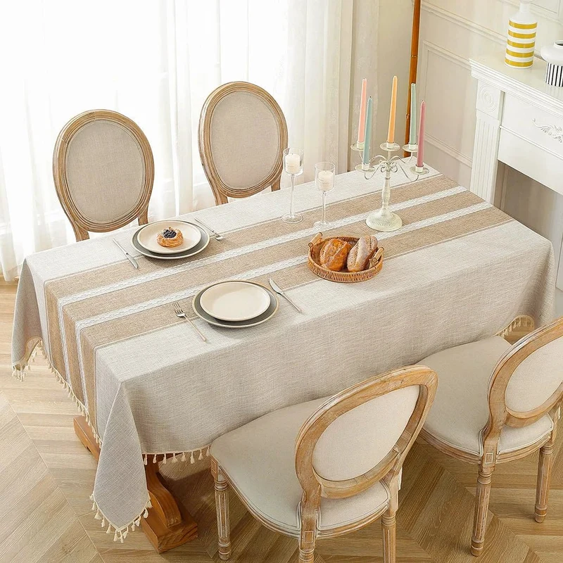 Nappe rectangulaire en lin et coton
