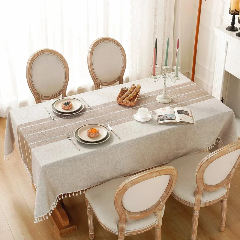 Nappe rectangulaire en lin et coton