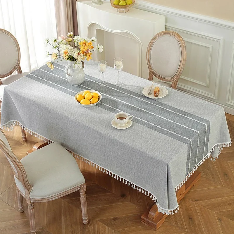 Nappe rectangulaire en lin et coton