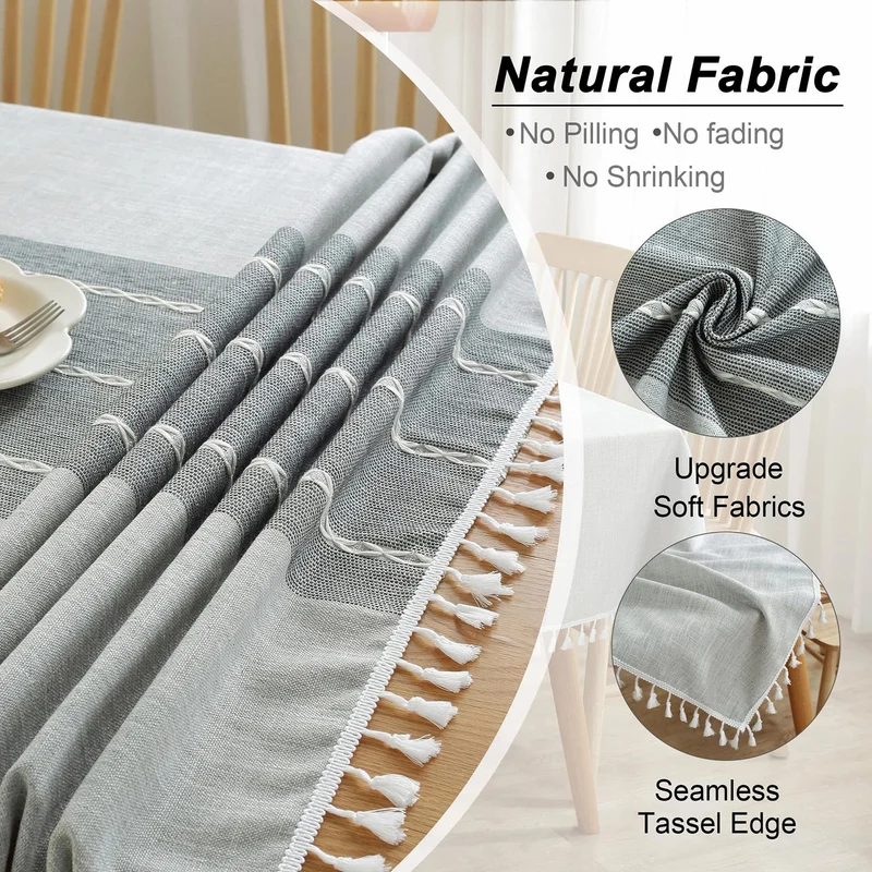 Nappe rectangulaire en lin et coton