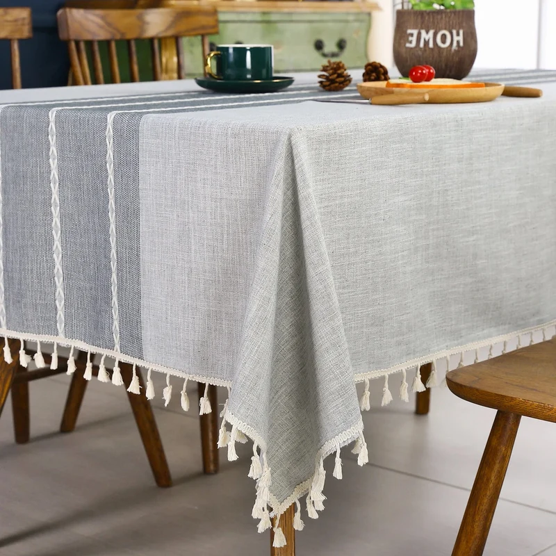 Nappe rectangulaire en lin et coton