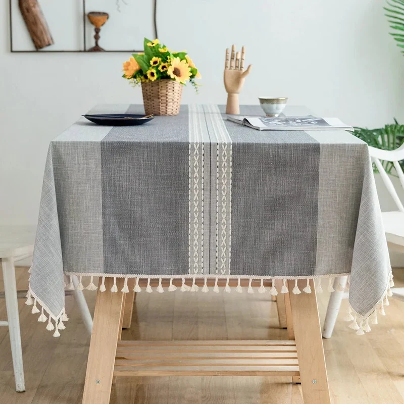 Nappe rectangulaire en lin et coton