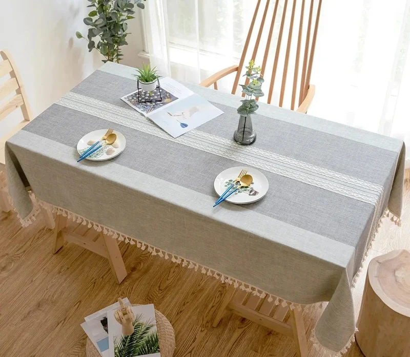 Nappe rectangulaire en lin et coton