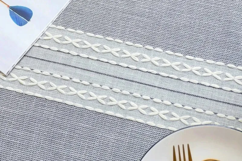 Nappe rectangulaire en lin et coton
