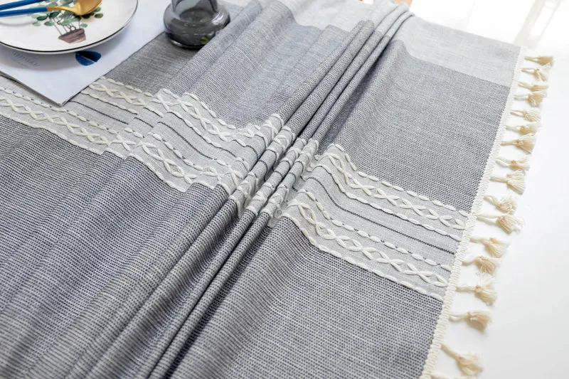 Nappe rectangulaire en lin et coton