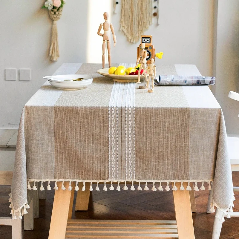 Nappe rectangulaire en lin et coton