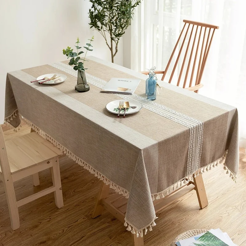 Nappe rectangulaire en lin et coton
