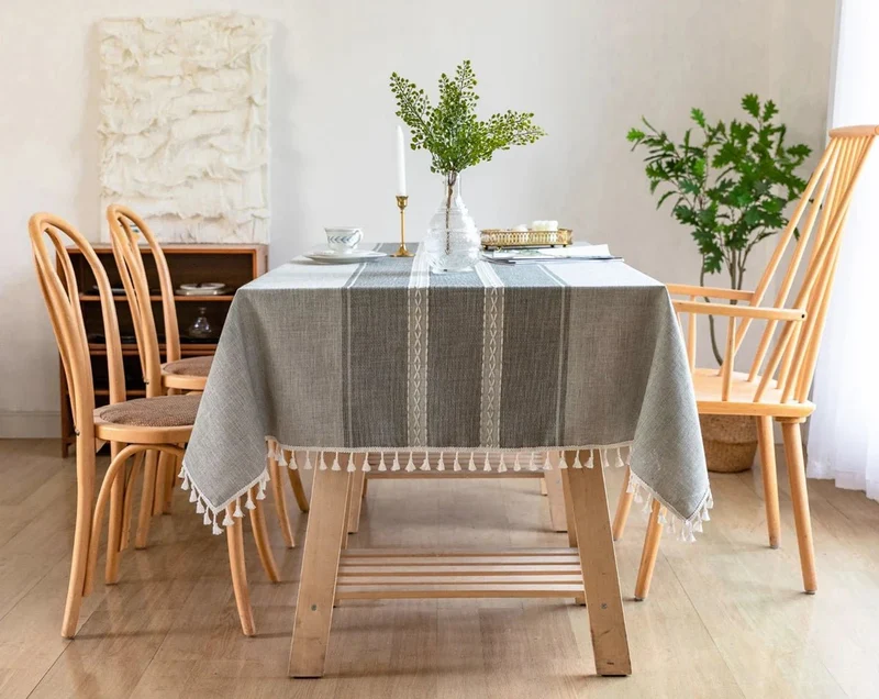Nappe rectangulaire en lin et coton