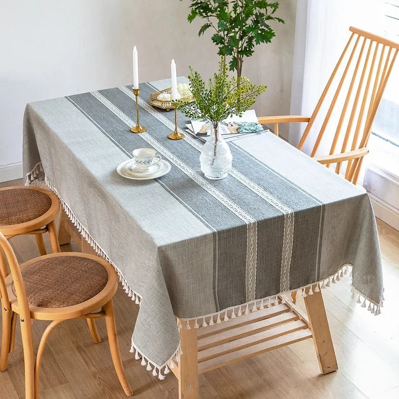 Nappe rectangulaire en lin et coton