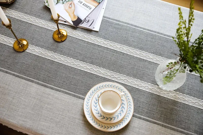 Nappe rectangulaire en lin et coton