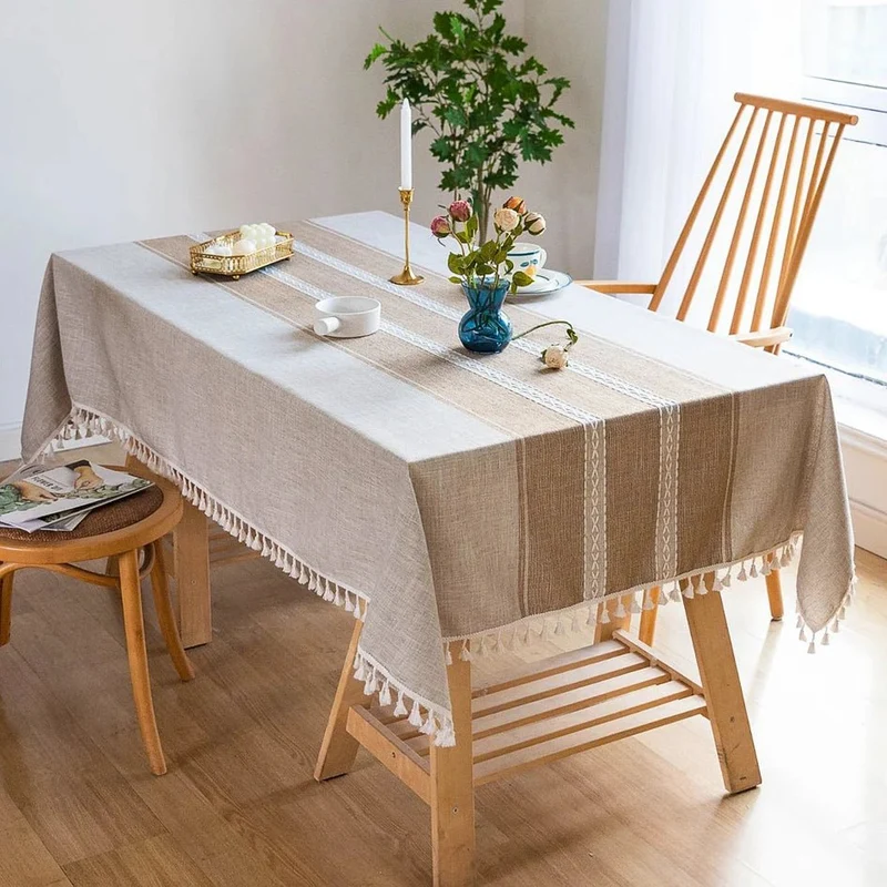 Nappe rectangulaire en lin et coton